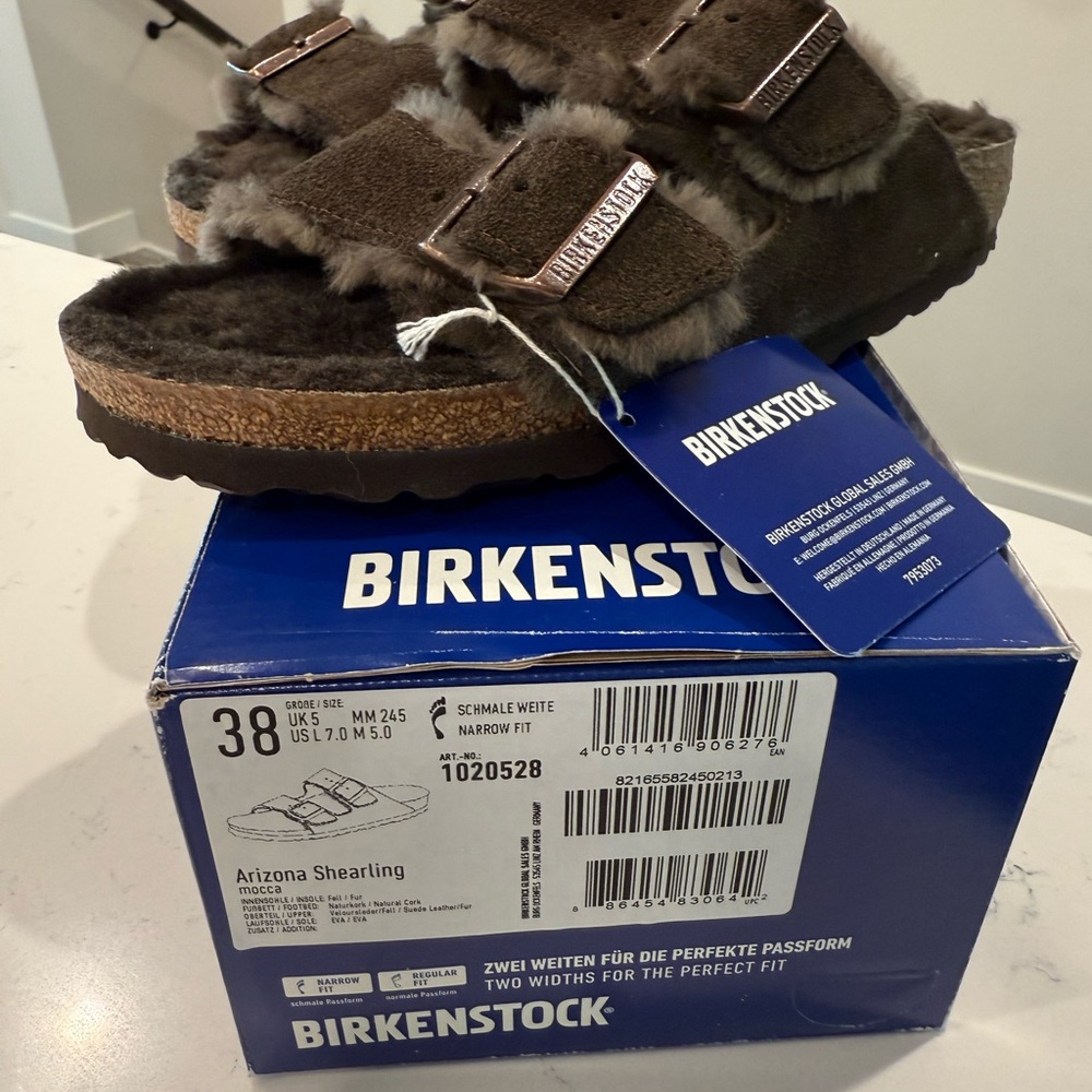 Birkenstock Arizona Shearling Slippers - Dark Brown